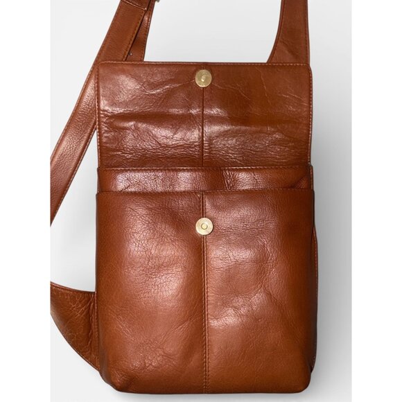 VTG Hobo International Side Pack Saddle Brown Leather Asymmetrical Crossbody Bag - Picture 9 of 10